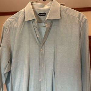 Tom Ford Men's Sky Blue 100% cotton shirt size 46/18 made in Italy PRISTINE